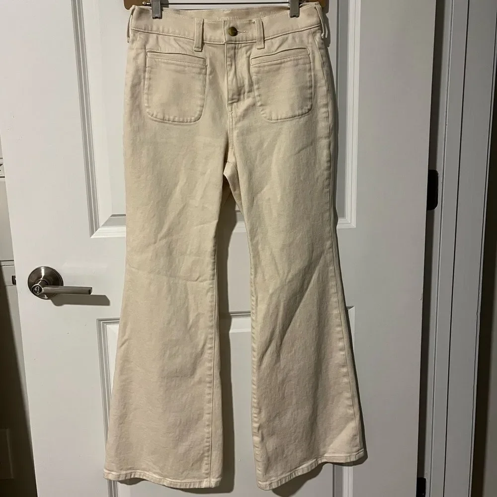 J.Crew Petite high-rise flare jean size 26 cream